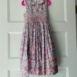 Anavini hand smocked girls floral dress